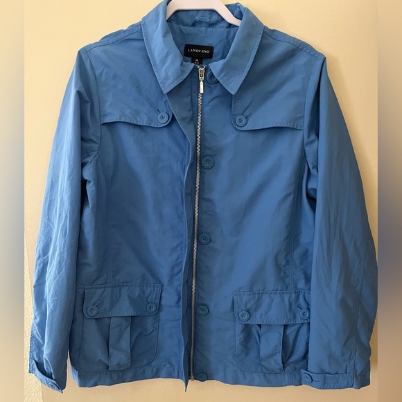 LANDS END Women’s Zip Up And Button Up Lightweight Blue Jacket. Size M - Picture 3 of 11